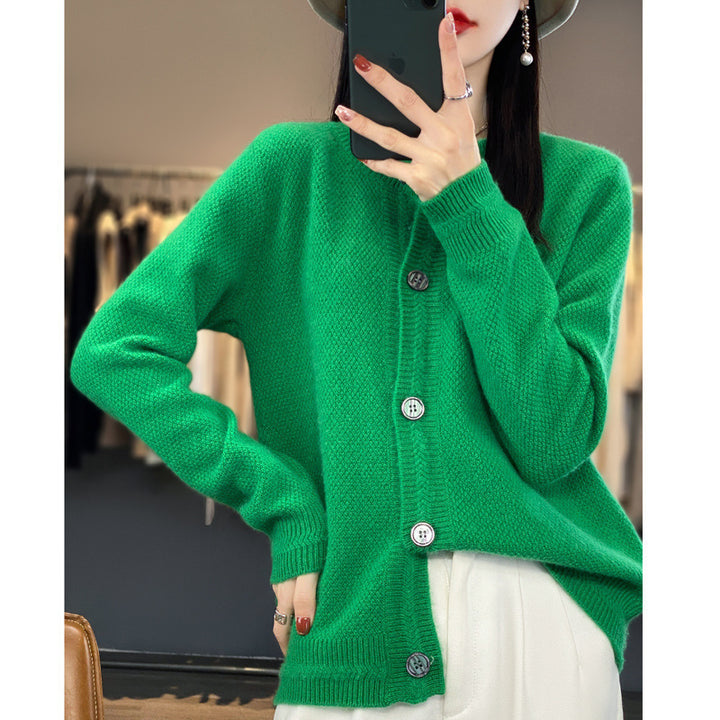 Women's Structured Fine Knit Cardigan with Cashmere-Like Feel, Full Button Placket, and Boxy Oversized Fit Mune Fashion