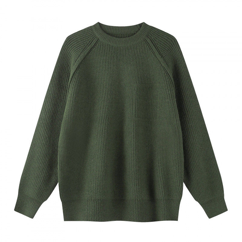 Unisex Oversize Fine Knit Sweater with Round Neck, Raglan Sleeves and Ribbed Cuffs Mune Fashion