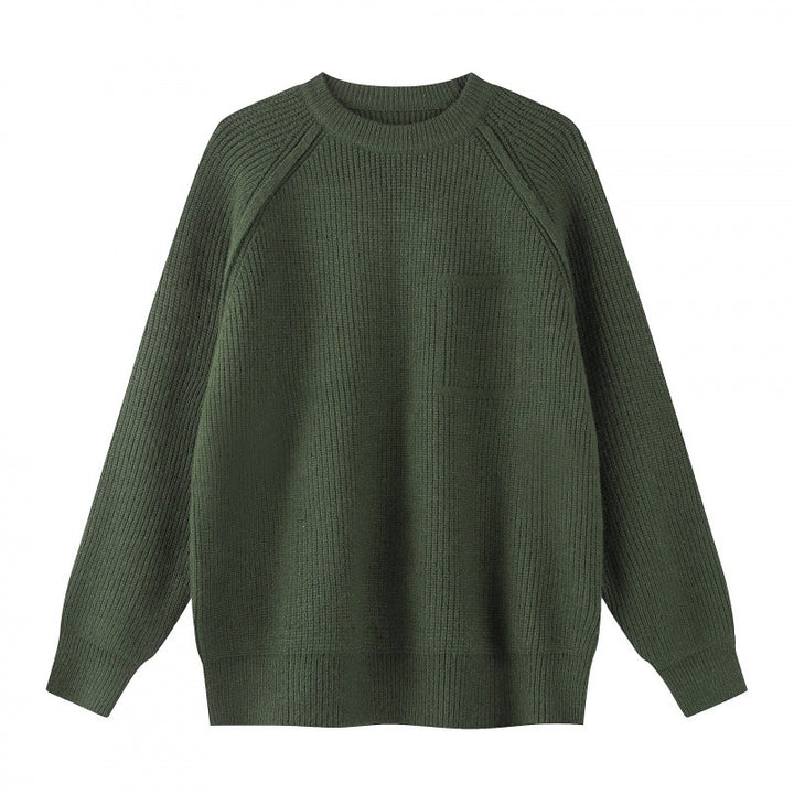 Unisex Oversize Fine Knit Sweater with Round Neck, Raglan Sleeves and Ribbed Cuffs Mune Fashion