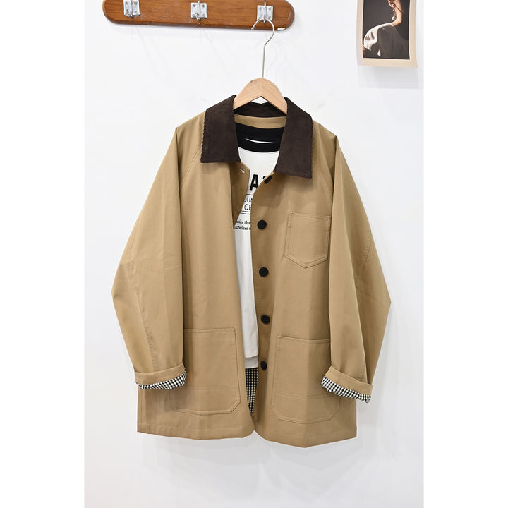 Women's Casual Oversized Jacket with Contrast Collar Mune Fashion
