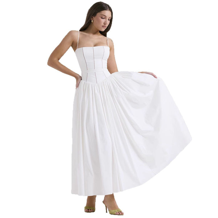 Women's tailored corset dress with spaghetti straps and voluminous circle skirt Mune Fashion