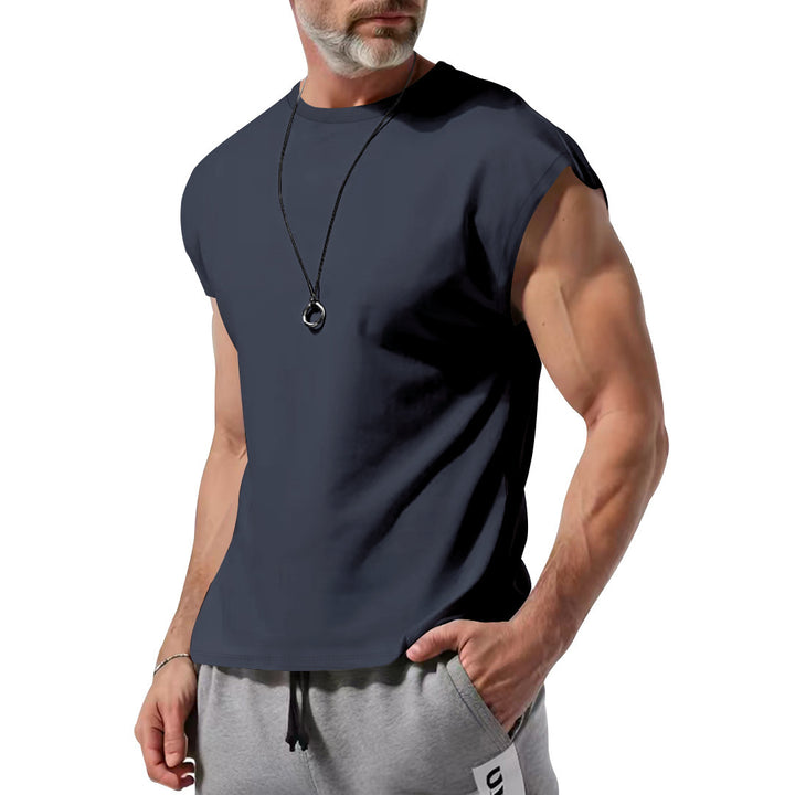 Men's lightweight athletic sleeveless muscle shirt with raw arm finish and elastic cotton blend Mune Fashion