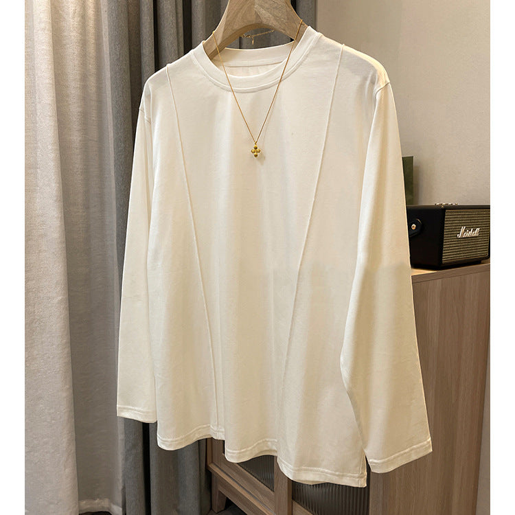 Women's Oversized Long Sleeve Shirt with Decorative Stitching Trims Mune Fashion