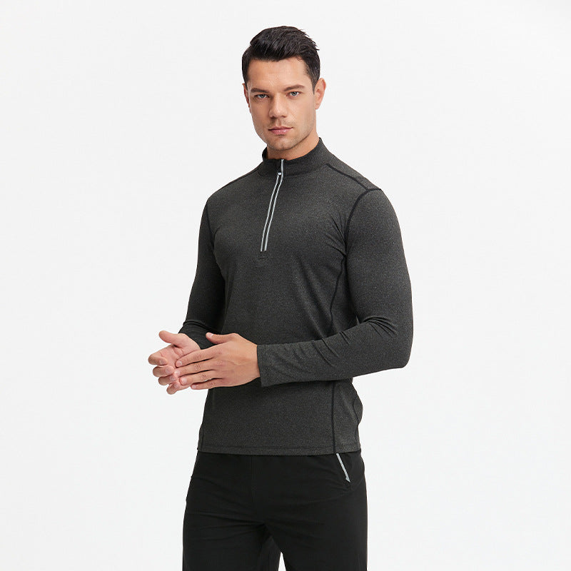 Men's Breathable Functional Long Sleeve Shirt with Half Zipper and Sporty Slim Fit Mune Fashion