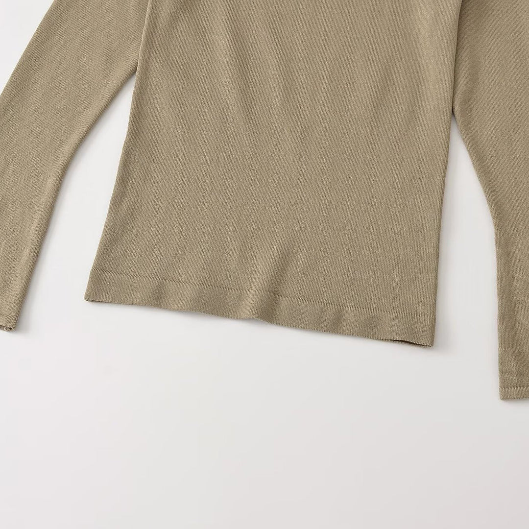 Women's fine knit long sleeve with Henley button placket and flared trumpet sleeves Mune Fashion