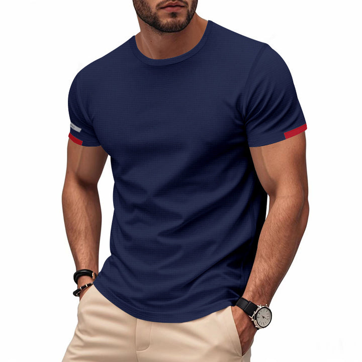 Men's nan athletic short-sleeve cotton jersey T-shirt with round neck and reflective sleeve details Mune Fashion