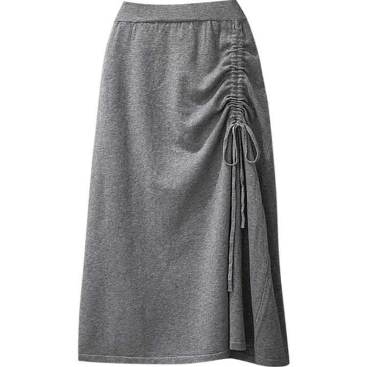 Ladies Long Skirt with Gathering and Drawstring Mune Fashion