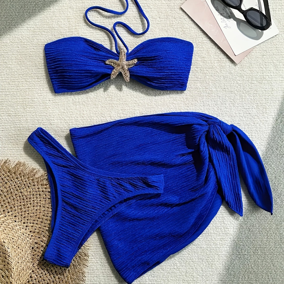 Women's bandeau bikini set with playful wrap skirt and sparkling starfish detail Mune Fashion