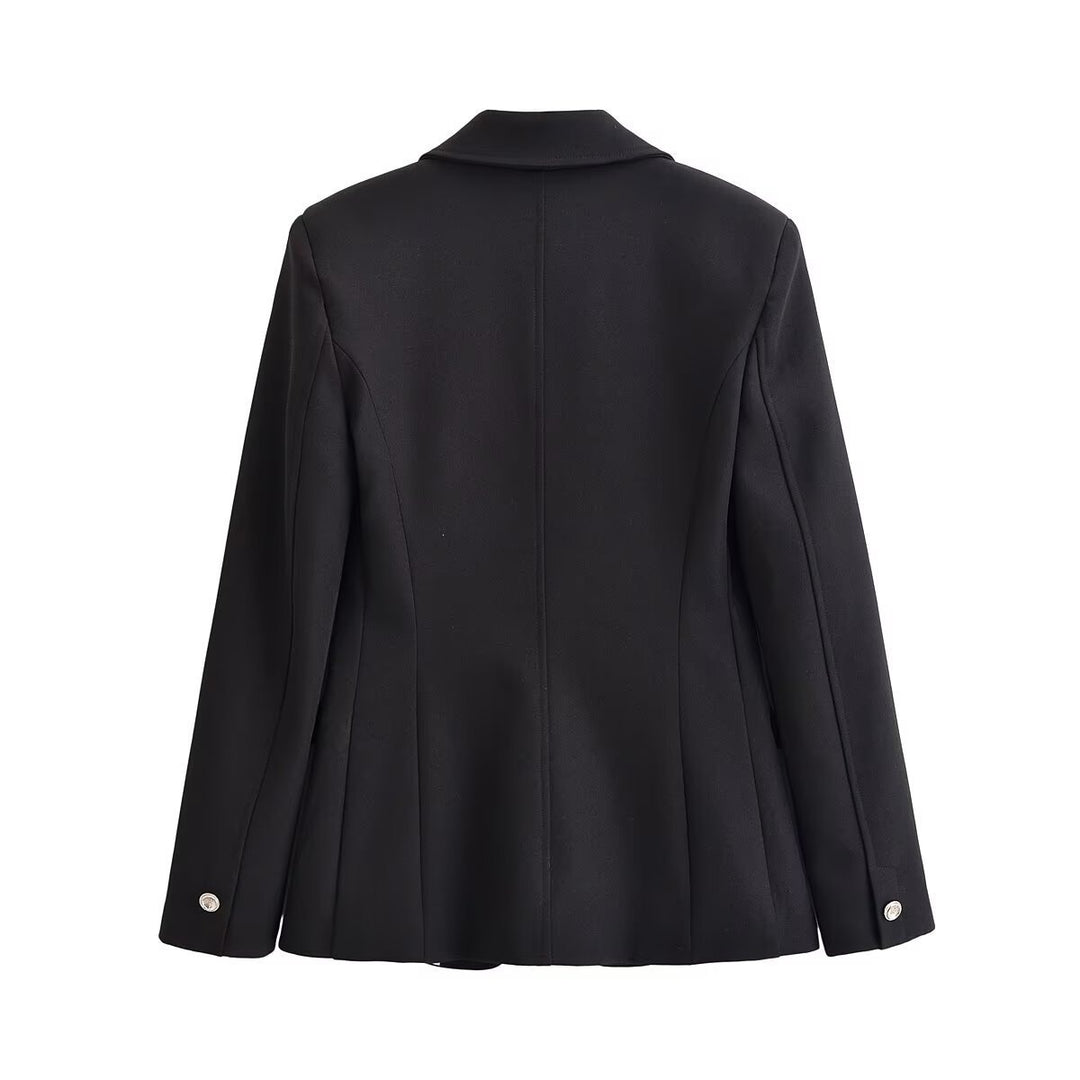 Women Tailored Single-Button Business Blazer with Patch Pockets Mune Fashion