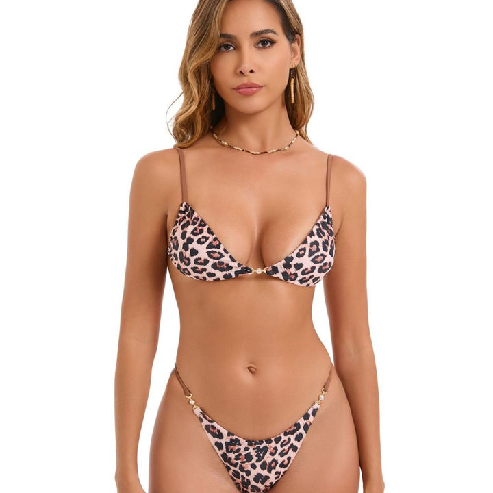 Women's bikini set with creative leopard pattern and elegant strap design Mune Fashion