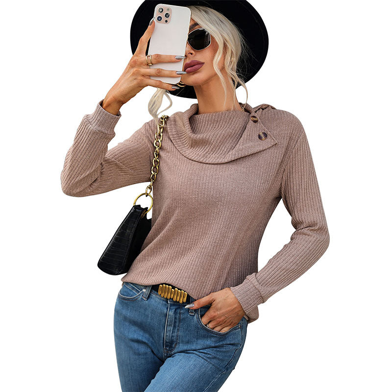 Women Elegant Sweater with Shawl Collar Mune Fashion