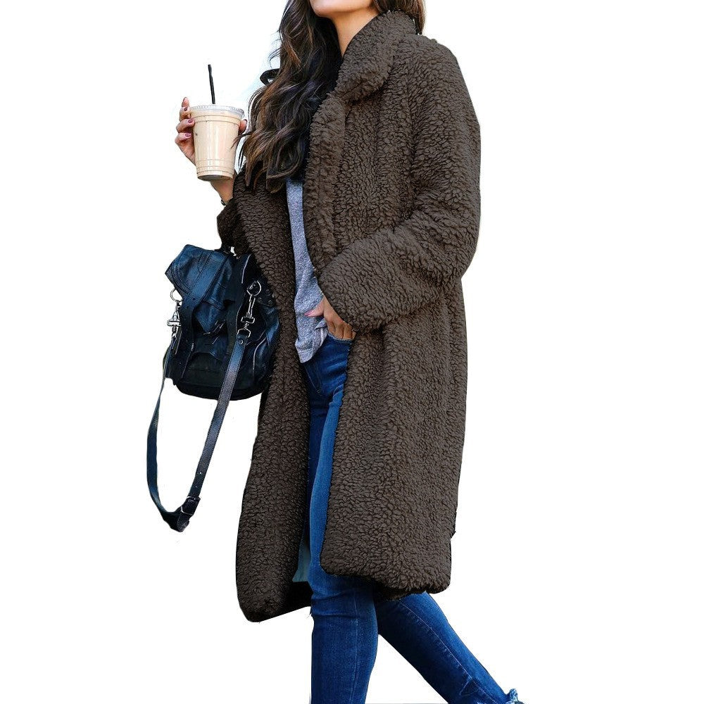 Women's cuddly teddy coat with oversized cut and high collar Mune Fashion