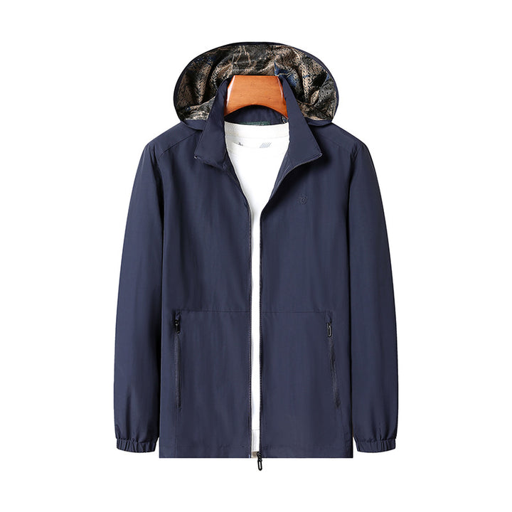 Men's Lightweight Wind and Water Resistant Hoodie Jacket with Camouflage Lining Mune Fashion