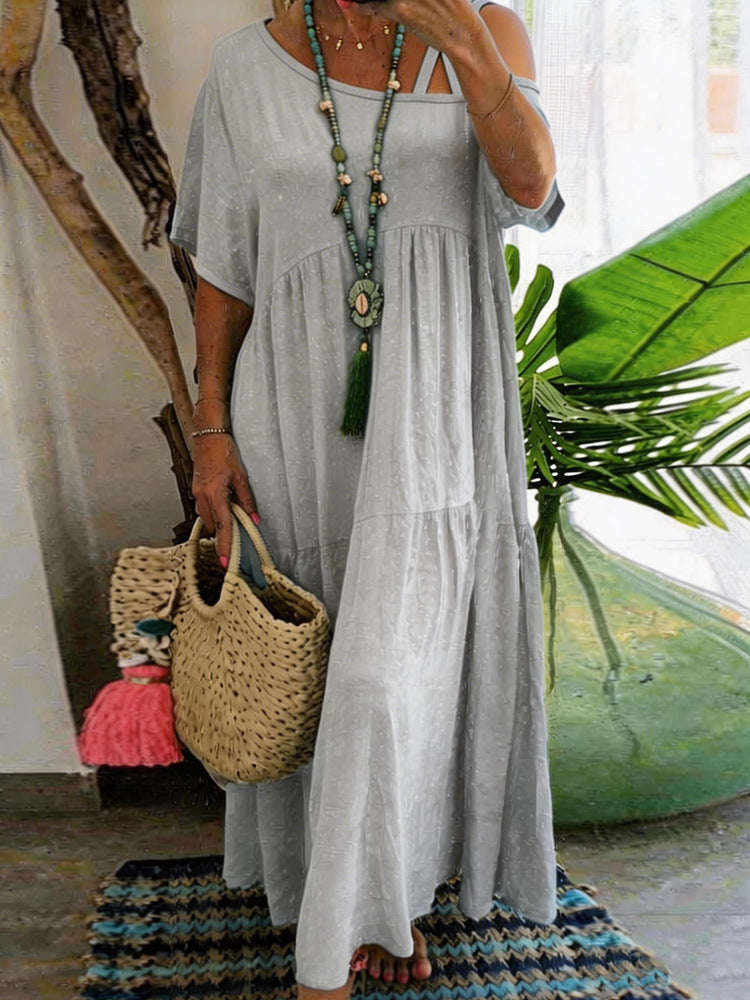 Ladies Maxi Dress with Casual Cut and Asymmetrical Design Mune Fashion