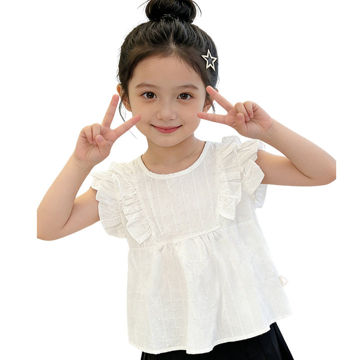 Girls fashionable blouse with ruffles and polka dot pattern Mune Fashion