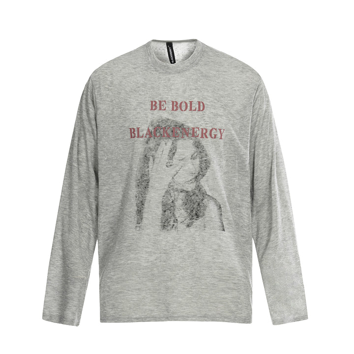 Unisex Long-Sleeve Cotton Shirt with Vintage Print and Relaxed Fit Mune Fashion