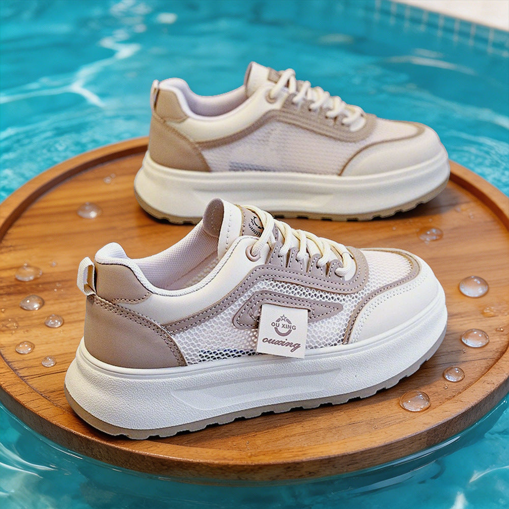 Women's lightweight platform sneakers with breathable mesh upper, padded heel collar, and shock-absorbing EVA sole Mune Fashion