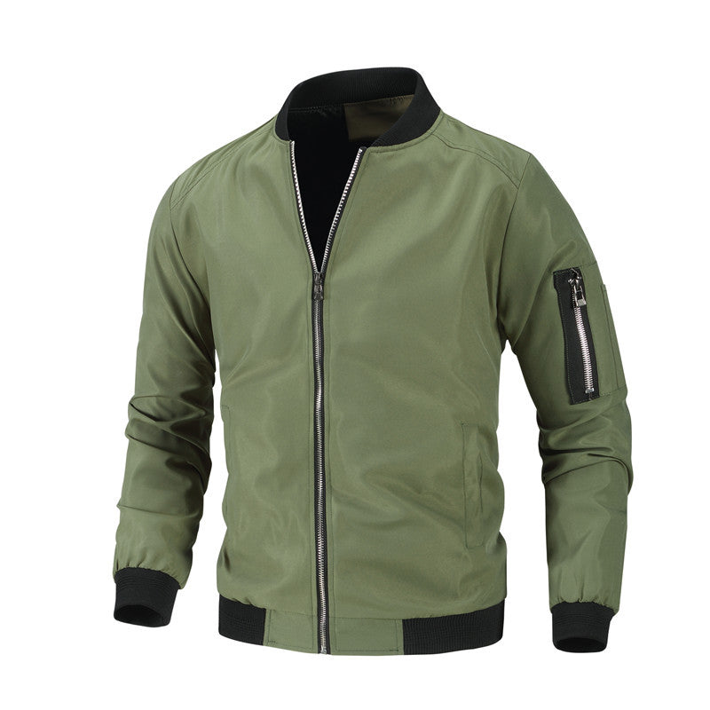 Men's Fashionable Bomber Jacket with Side Zipper Pockets Mune Fashion