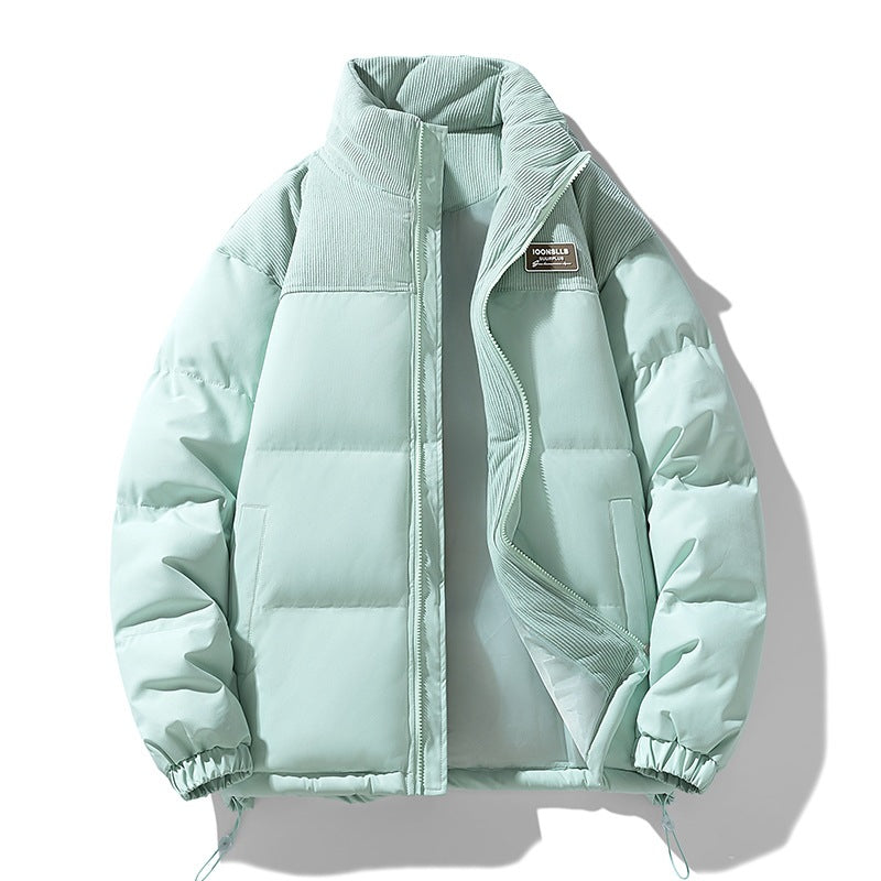 Men's Quilted Padded Jacket with Cord Trim, High Stand-Up Collar and Thermo Lining Mune Fashion