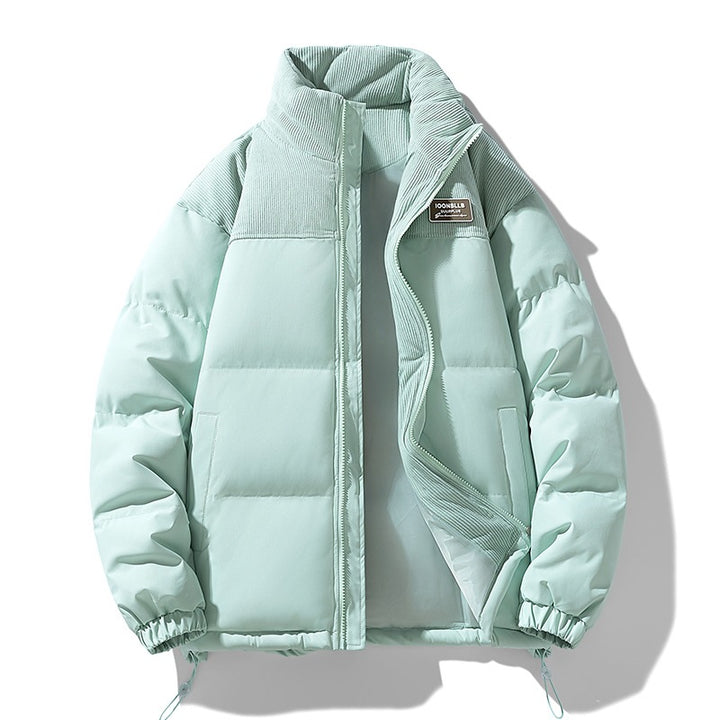 Men's Quilted Padded Jacket with Cord Trim, High Stand-Up Collar and Thermo Lining Mune Fashion