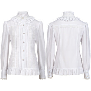 Women's nan Victorian lace blouse with ruffled jabot, tailored cut, and double-layered bell sleeves Mune Fashion