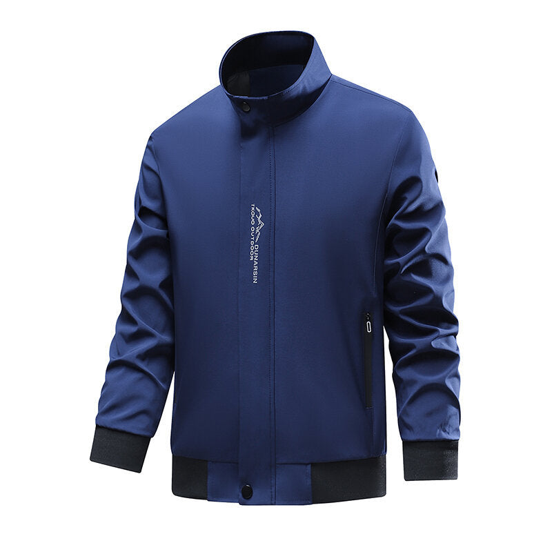 Men's sporty transitional jacket with high closing collar and side zip pockets Mune Fashion