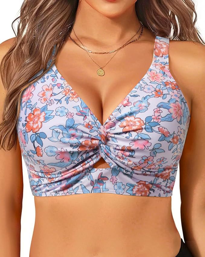 Women's sporty bikini top with floral design Mune Fashion