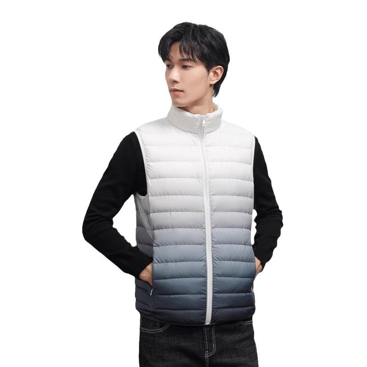 Men's lightweight quilted thermal vest with stand-up collar and ombré quilting Mune Fashion