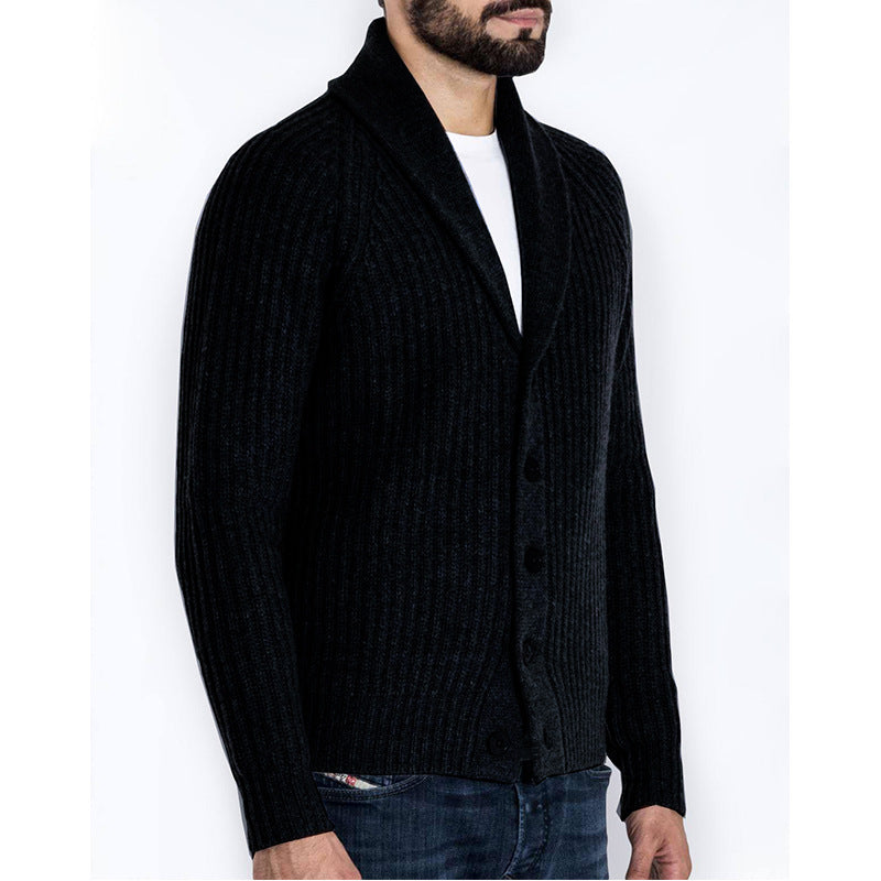 Men's ribbed cardigan with shawl collar and continuous button placket Mune Fashion