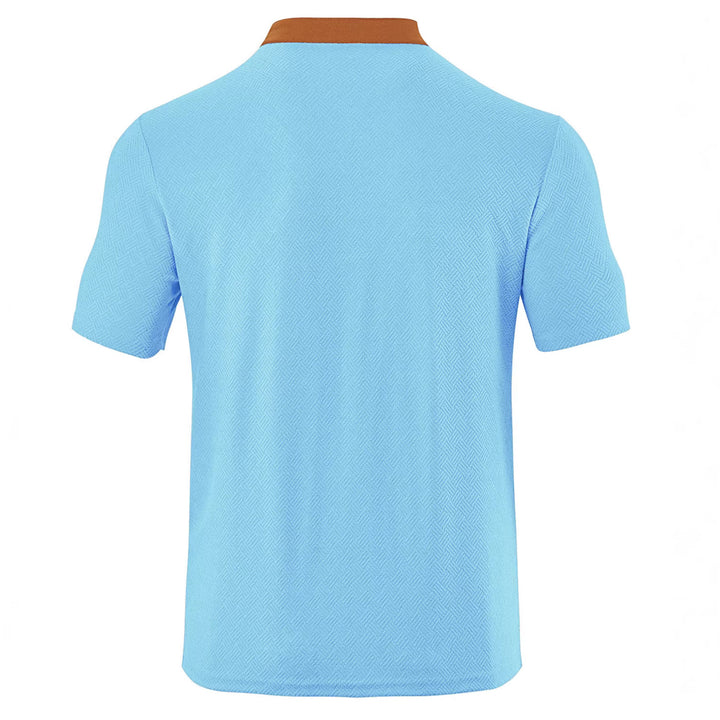Men's slim short sleeve Henley polo shirt with Mandarin collar and fine jacquard texture Mune Fashion