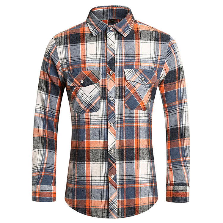 Men's checkered flannel shirt with double breast pockets and kent collar Mune Fashion