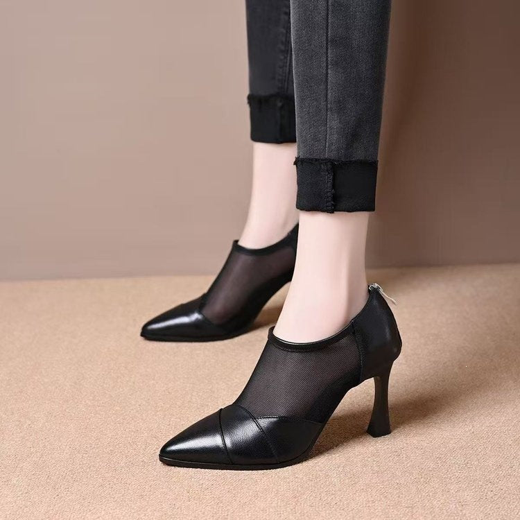 Women Elegant Pointed Pumps with Transparent Inserts Mune Fashion