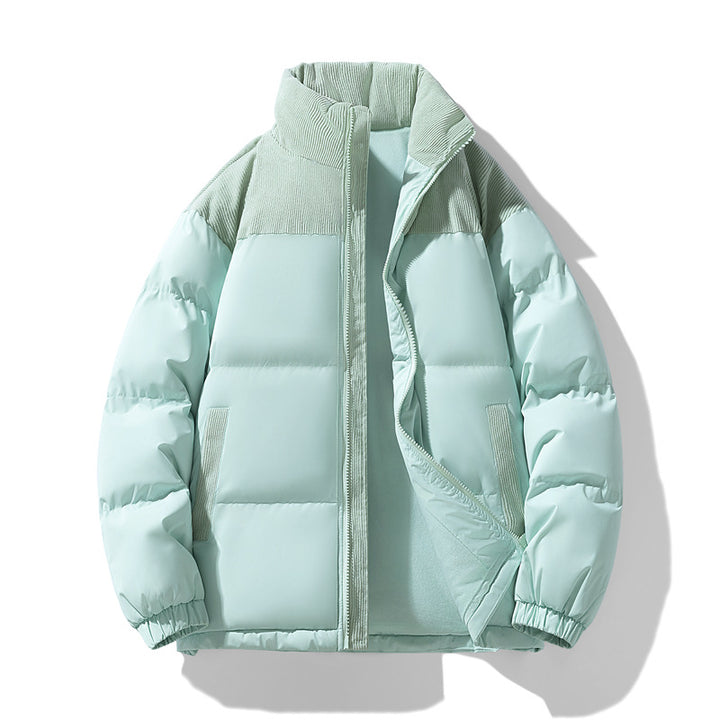 Men's quilted winter jacket with cord trim, high stand-up collar, and warm insulation Mune Fashion
