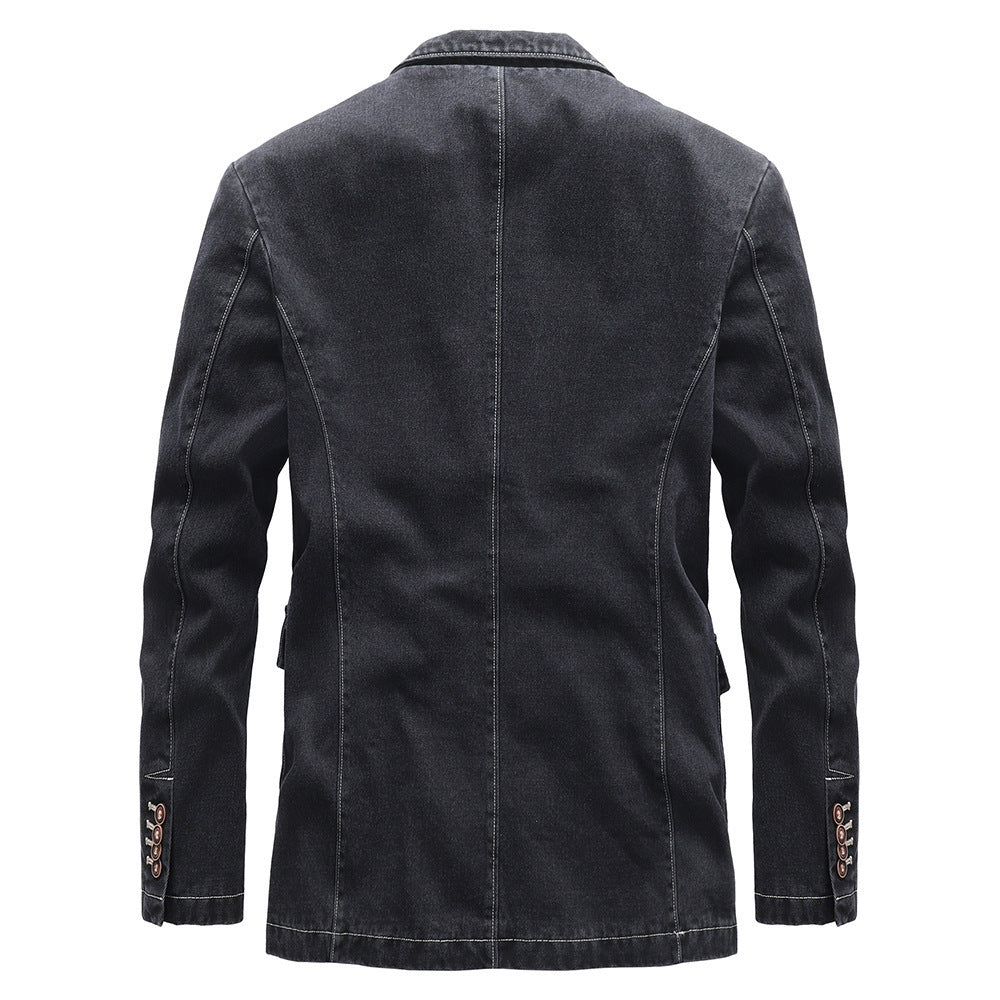 Men's Light Denim Blazer with Patches Mune Fashion