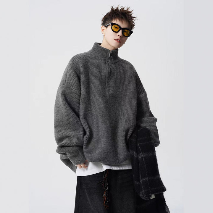 Women's Urban Oversized Sweater with Stand-up Collar Mune Fashion