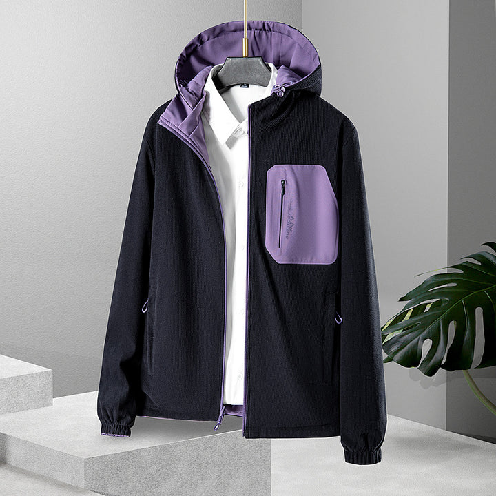Women's lightweight waterproof softshell jacket with hood and chest zipper pocket Mune Fashion