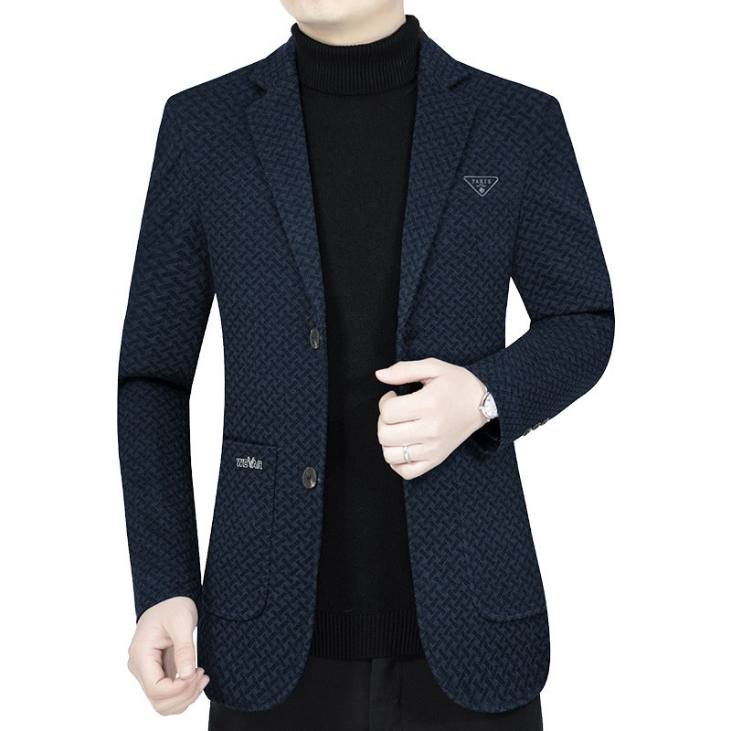 Men's Slim Fit Blazer with Geometric Pattern and Light Stretch Mune Fashion