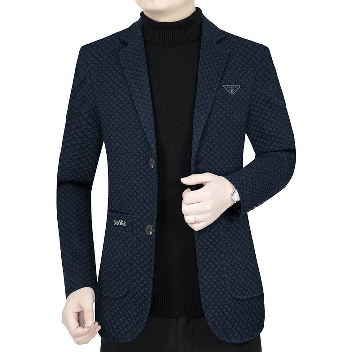 Men's Slim Fit Blazer with Geometric Pattern and Light Stretch Mune Fashion