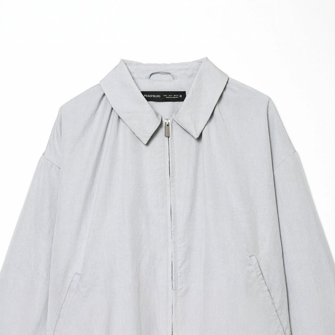Women’s short-cut bomber jacket with shirt collar, concealed zipper and elastic hem Mune Fashion
