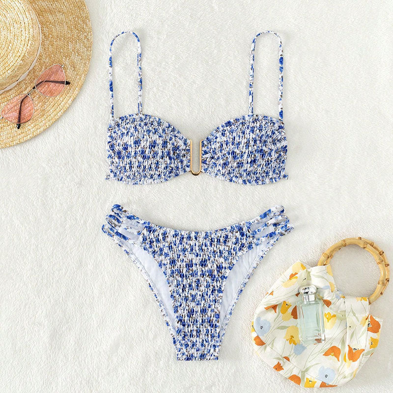 Women Push-Up Bikini with adjustable straps and gold accents Mune Fashion