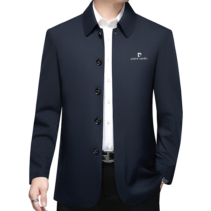 Men’s Lightweight Single-Breasted Short Coat in Business Travel Style with Kent Collar Mune Fashion