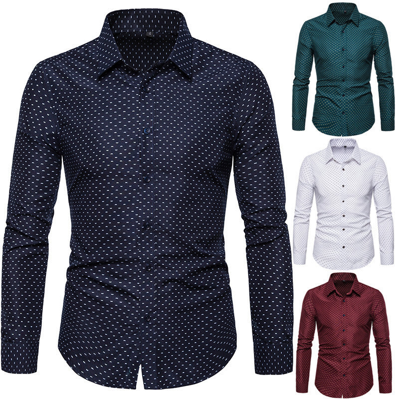 Men's patterned tailored long-sleeve shirt with Kent collar and stretch Mune Fashion