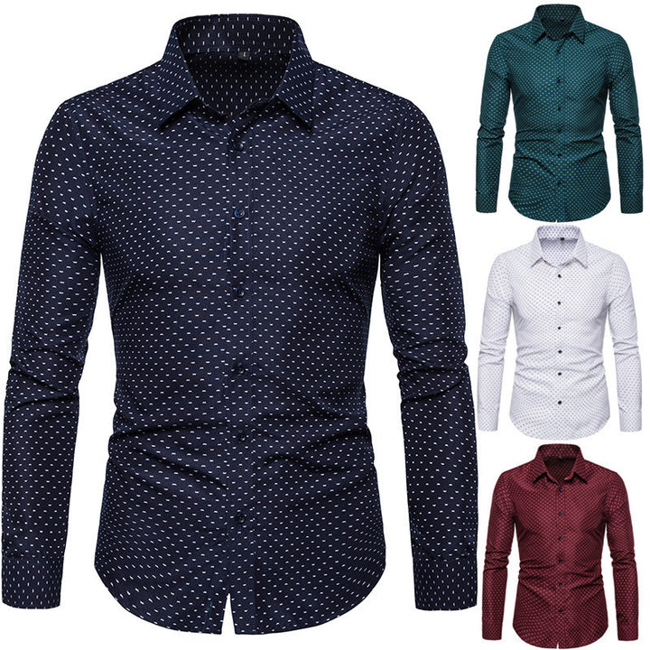 Men's patterned tailored long-sleeve shirt with Kent collar and stretch Mune Fashion