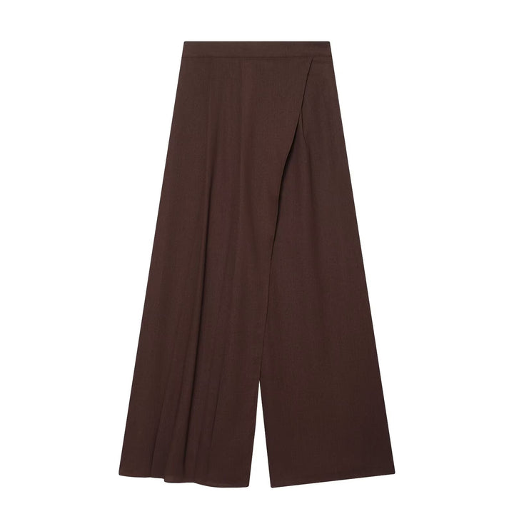Women Wide High-Waist Culotte with Wrap Look and Flared Leg Mune Fashion