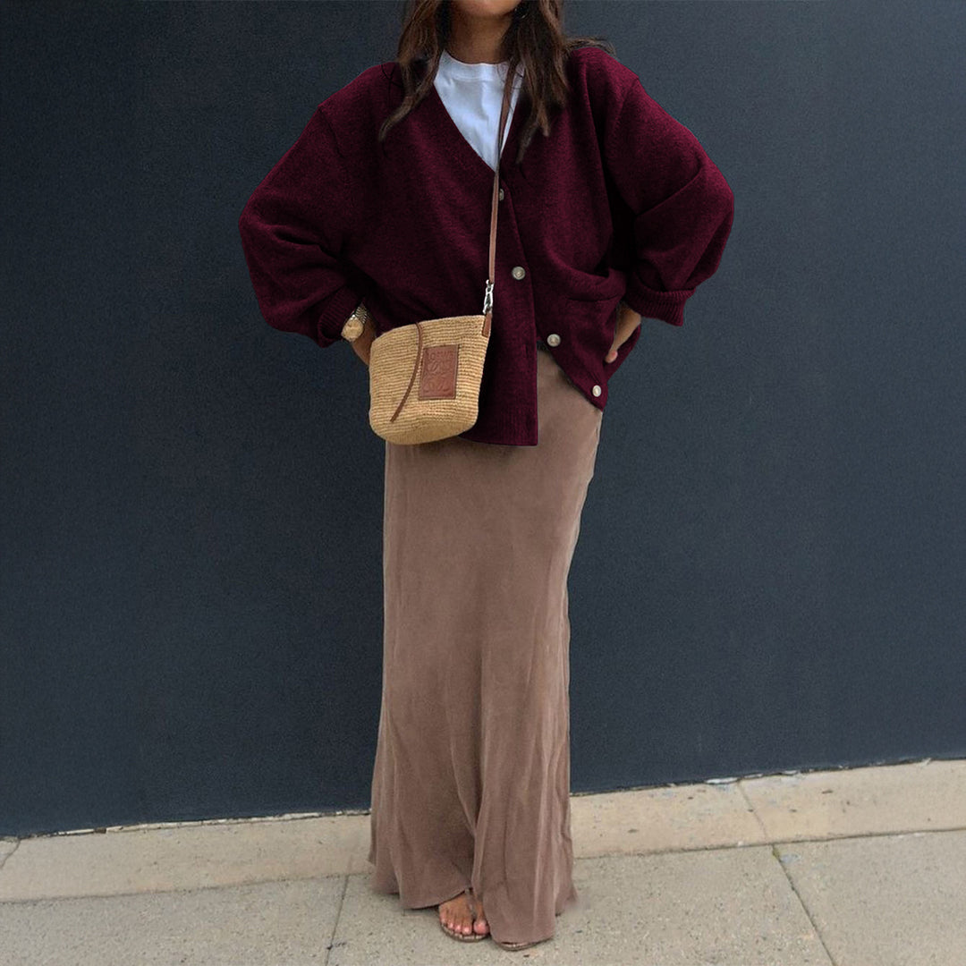 Women's elegant maxi skirt in bias cut with flowing satin look and slim silhouette Mune Fashion