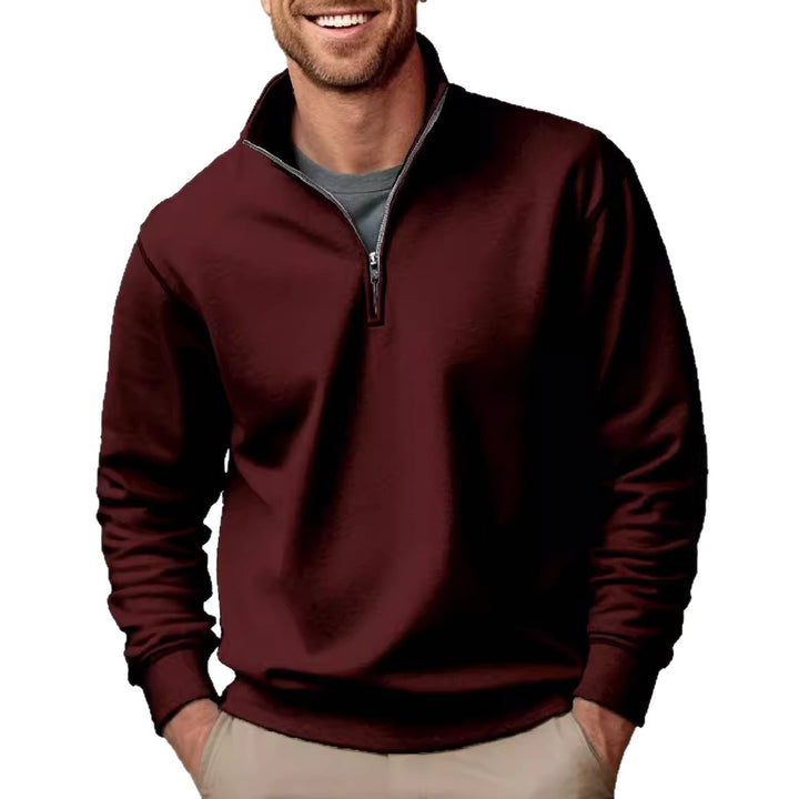 Men's half-zip sweatshirt with stand-up collar and soft fleece interior lining Mune Fashion