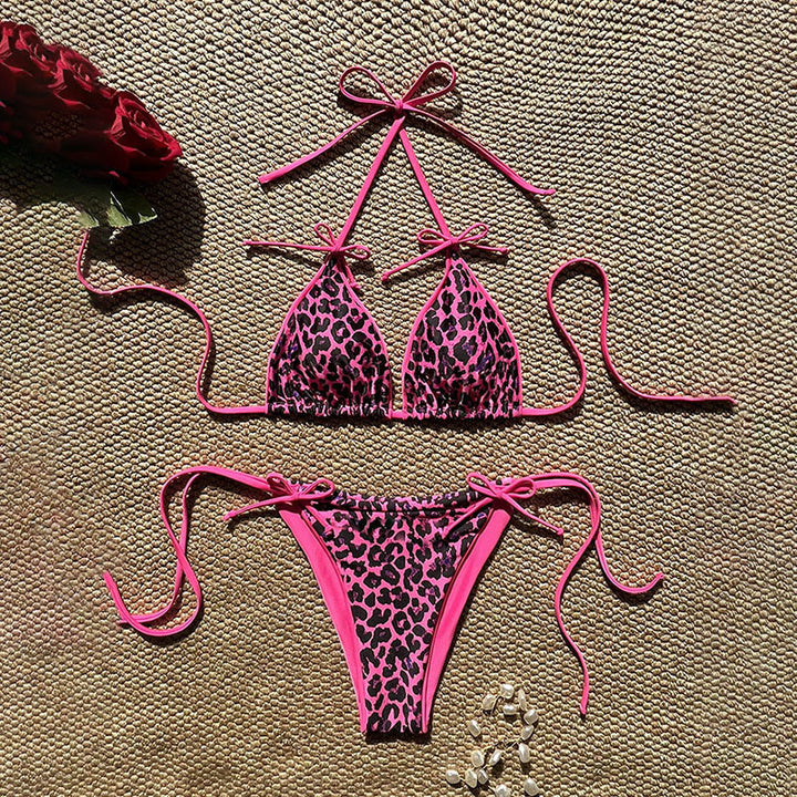 Women's triangle bikini with detailed tropical motif and adjustable ties Mune Fashion