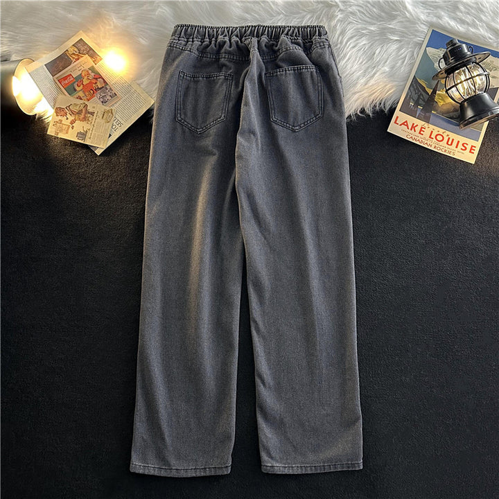 Women's Comfortable Denim Pants with Elastic Waistband Mune Fashion