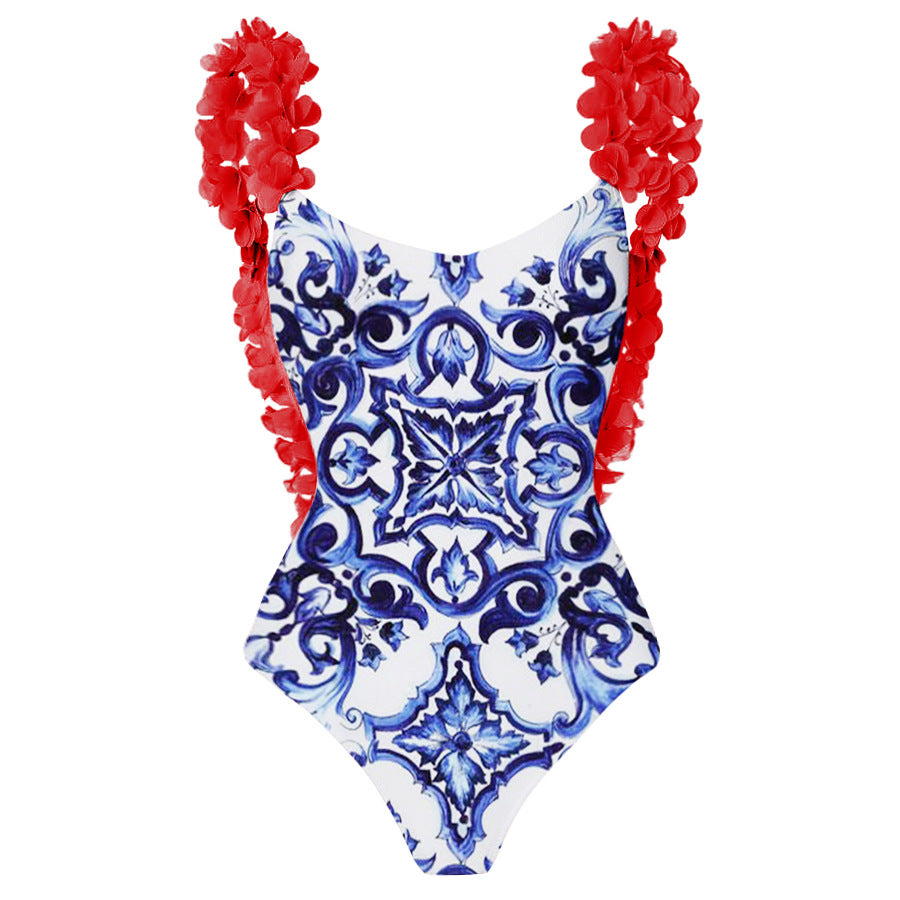 Ladies Elegant Swimsuit with Ruffle Details and Matching Wrap Skirt Mune Fashion