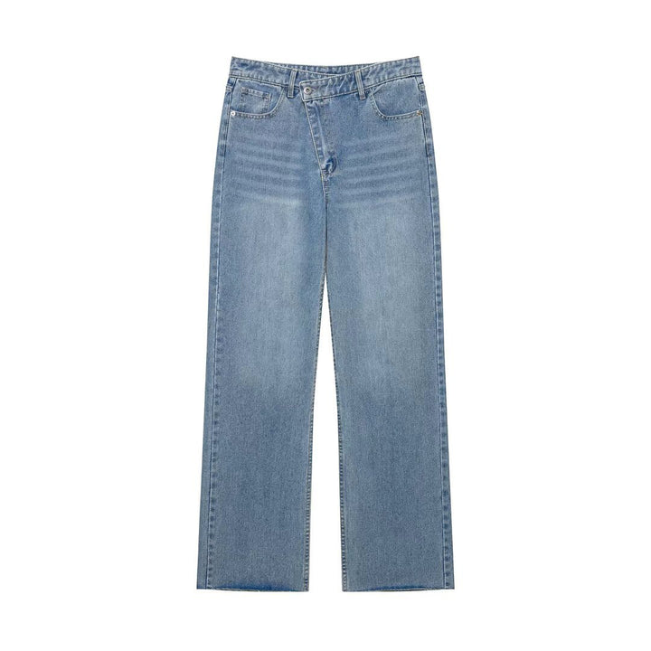 Women High-Rise Loose Jeans with Straight Leg and Five-Pocket Cut Mune Fashion